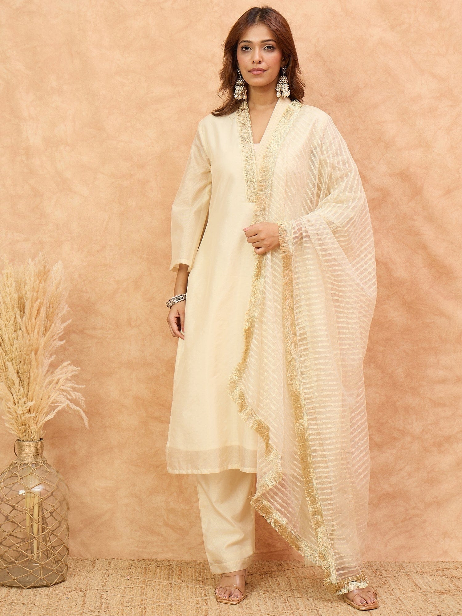Women Embroidered Flared Kurta Set